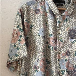 Men’s Floral Button Down Satin Shirt